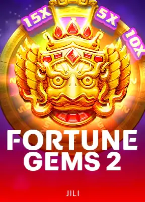หน้ากากสีทองพร้อมป้ายระบุตัวคูณ 15X 5X 10X ใน FORTUNE GEMS 2 ของ JILI